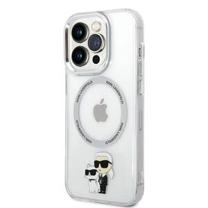 Karl Lagerfeld IML Karl and Choupette NFT MagSafe Zadní Kryt pro iPhone 14 Pro Transparent KLHMP14LHNKCIT