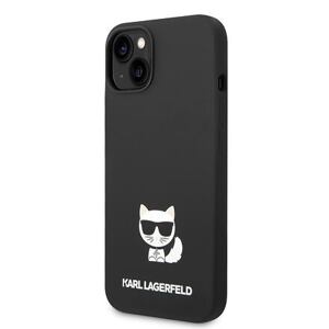 Karl Lagerfeld Liquid Silicone Choupette Zadní Kryt pro iPhone 14 Plus Black KLHCP14MSLCTBK