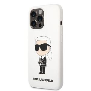Karl Lagerfeld Liquid Silicone Ikonik NFT Zadní Kryt pro iPhone 13 Pro White KLHCP13LSNIKBCH