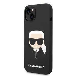 Karl Lagerfeld Liquid Silicone Karl Head Zadní Kryt pro iPhone 14 Plus Black KLHCP14MSLKHBK