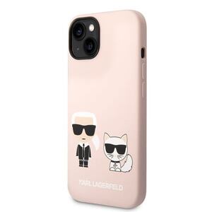 Karl Lagerfeld MagSafe Kompatibilní Kryt Liquid Silicone Karl and Choupette pro iPhone 14 Pink KLHMP14SSSKCI