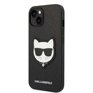 Karl Lagerfeld PU Saffiano Choupette Head Zadní Kryt pro iPhone 14 Plus Black KLHCP14MSAPCHK