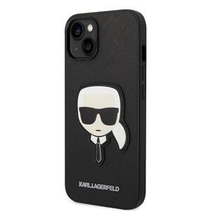 Karl Lagerfeld PU Saffiano Karl Head Zadní Kryt pro iPhone 14 Plus Black KLHCP14MSAPKHK