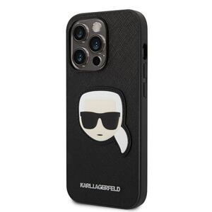 Karl Lagerfeld PU Saffiano Karl Head Zadní Kryt pro iPhone 14 Pro Black KLHCP14LSAPKHK