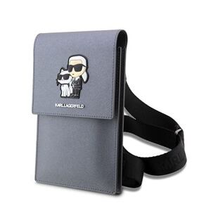 Karl Lagerfeld Saffiano Metal Logo NFT Taška na Telefon Silver KLWBSAKCPMG