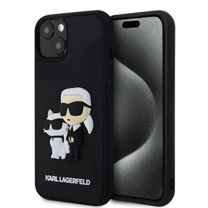 Karl Lagerfeld 3D Rubber Karl and Choupette Zadní Kryt pro iPhone 14 Black KLHCP14S3DRKCNK