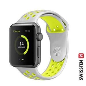 SWISSTEN SILICONE BAND FOR APPLE WATCH - SPORT 38 / 40 / 41 mm SILVER/YELLOW 46000603