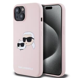 Karl Lagerfeld Liquid Silicone Double Heads Magsafe Zadní Kryt pro iPhone 15 Pink KLHMP15SSKCHPPLP