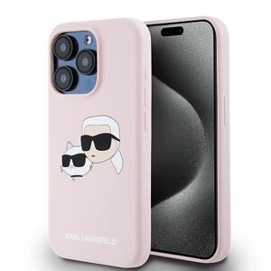 Karl Lagerfeld Liquid Silicone Double Heads Magsafe Zadní Kryt pro iPhone 15 Pro Pink KLHMP15LSKCHPPLP