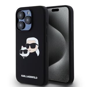 Karl Lagerfeld Liquid Silicone Double Heads Magsafe Zadní Kryt pro iPhone 15 Pro Black KLHMP15LSKCHPPLK