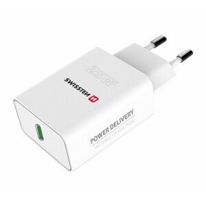 SWISSTEN síťový adaptér Power Delivery 25 W pro iPhone a Samsung Barva: Bílá
