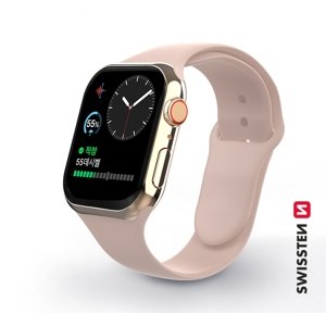 SWISSTEN řemínek pro Apple Watch silikonový, 42 / 44 / 45 / 49 mm Barva: Pískově růžová